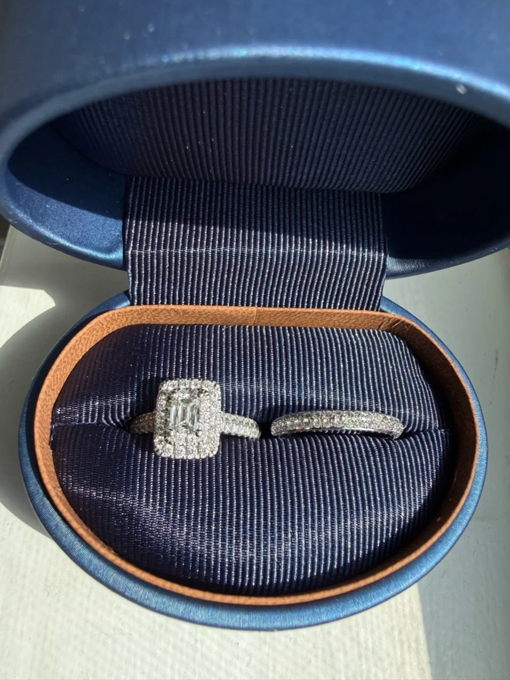 Kay Jewelers Radiant Halo Diamond Ring in White with Matching wedding band - Picture 13 of 15